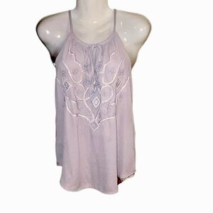 Davina spaghetti strap Sz M sleeveless halter with embroidered detail tank top